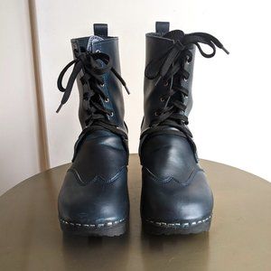 Dark Green Troentorp "Edith" Swedish Lace-up Clog Boots 37/39